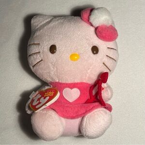 VTG Sanrio Hello Kitty Ty Beanie Baby Pink Heart Cupid 6” Inch Plush 2011
